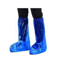 谋福加厚长筒靴一次性防雨鞋套02Y 蓝色 均码20只/包 一包