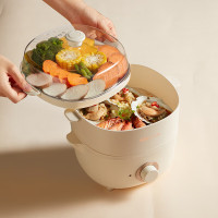 小熊 煮蛋器电蒸锅多功能锅家用电煮锅4L多用途锅双层蒸笼DZG-D40E1米黄色