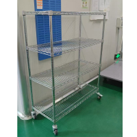 镀铬钢网货架6层,1215*457*1700带万向轮 一件