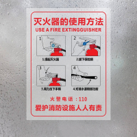 天圣 灭火器放置点标识牌使用方法贴纸说明书消防安全指示标志