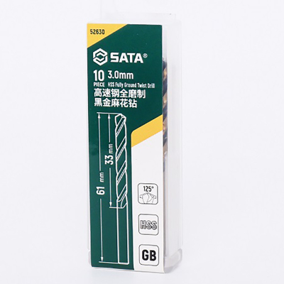 世达(SATA)(SA52630)10件套高速钢全磨制黑金麻花钻3.0MM