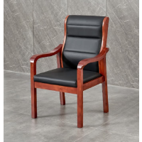 拉卡萨米娅 办公会议椅木质皮革培训椅电脑职员椅耳朵椅 固定扶手 支持定制