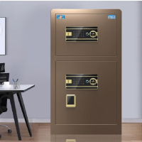 虎牌 80cm家用办公小型双门指纹密码保险箱全钢防盗可入墙财务专用保密保管柜 博瑞系列 咖啡金 密码+指纹