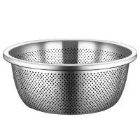 妙洁(MIAOJIE) 食品级不锈钢盆洗菜盆沥水篮漏盆厨房家用滤水篮淘米和面篮子 特厚加高不锈钢沥水篮40CM