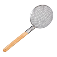 今之冠(JINZHIGUAN) 不锈钢炸厘商用加长木柄漏勺大号笊篱30cm油炸捞面过滤网厘
