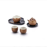 万仟堂 如意双喜·随手礼整套茶具陶瓷功夫茶具套装 焦茶釉