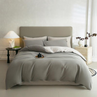 吉眠优品 100支全棉磨毛双拼四件套200cm*230cm-烟墨灰