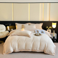 吉眠优品 全消光立体雕花牛奶绒四件套200cm*230cm-夏洛特