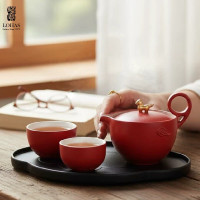 陸寳(LOHAS) 陶瓷茶具套装 马上走运茶组-富贵红