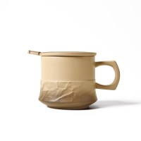 陸寳(LOHAS) 陶瓷复古马克杯茶杯 马当先盖杯-大地色