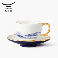 auratic永丰源千里江山-2头茶咖杯-青花
