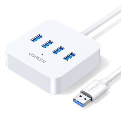 绿联 USB3.0分线器 高速4口HUB扩展集线器分支器 台式机笔记本电脑一拖四转换器带电源接口[USB3.0]1米