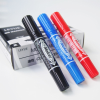 LEYUE 黑色 粗:油性:黑色Marker笔 耐水、速干、油性不可擦、大双头记号笔