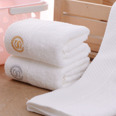 五星级酒店毛巾美容院宾馆包头巾用白色纯棉加厚大 200克面巾 40*80cm 银S标 0x0cm
