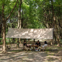 徽羚羊云沐户外大号露营野营黑胶天幕便携遮阳棚 黑胶 3*4.5m 卡其色HLY-TM-24008