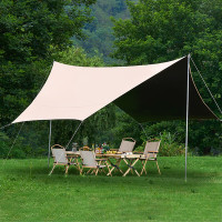 徽羚羊云沐户外大号六角露营野营黑胶天幕便携遮阳棚 黑胶 4.5*4.5M卡其色HLY-TM-23013