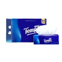得宝(TEMPO)一博同款 抽纸 无香4层90抽*4包 湿水不易破 真M码 纸巾 餐巾纸