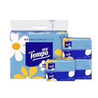 得宝(TEMPO)一博同款 抽纸 Mini系列4层80抽*8包 湿水不易破 餐巾纸 卫生纸