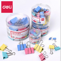 得力8551ES彩色长尾票夹筒装(混)(12只/筒)