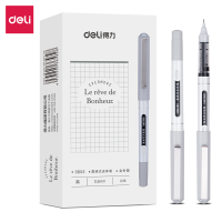 得力(deli)0.5mm全针管直液走珠签字笔学生考试中性笔 12支/盒DL-S653