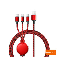锐思(Recci) 光影RTC-T09一拖三编制充电线长度1.2米圈两则发光 红色 单条装
