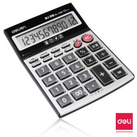得力(deli) 水晶按键12位语音计算器学生/办公口算 1526 银色 10台装