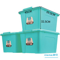 茶花(CHAHUA)衣物整理箱收纳箱 28100 59.5*45*32.5CM 58L 绿色 单个装