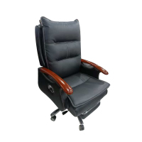 泓仪 老板椅办公椅带腿托700*800*1160mm 黑西皮 单把装
