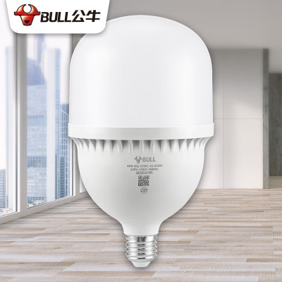 公牛(bull) led灯泡节能灯室内照明大功率螺口柱形灯 40W 白光 E27 MQ-C040C-AS 单个装