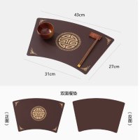 b2V 扇形餐桌垫中式圆桌皮革隔热垫 颜色定制款 单个装