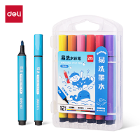 得力70656粗三角杆水彩笔(混)(12支/盒