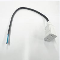 海康威视适用监控2孔母插头带线二脚母插座220V电源延长线插头防水盒公母插头 灰色 单个装