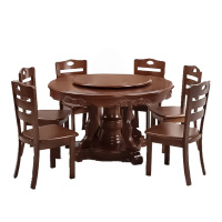 泓仪现代简约北欧风实木六人座大圆桌