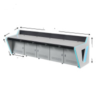 麦叶监控中心控制台指挥室操作台调度台发光科技感办公桌K61DY 白色桌面 五联4.12米