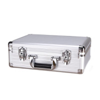 源品学铝合金工具箱手提资料箱证件收纳盒 银色钥匙锁加棉40x30x14