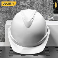 得力(deli)安全帽建筑工程领导头帽电工劳保国标透气加厚防护头盔工地施工 白色(监理/项目经理)DL525004