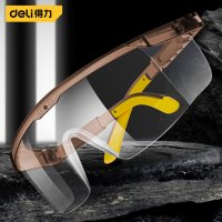 得力(deli)多功能防护眼镜防冲击防雾防风防沙眼镜工业劳保镜腿可调节平光镜 防护眼镜 DL522014B
