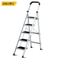 得力(deli) 可折叠梯子工程梯子双层钢管多功能人字梯 五步梯 DL509005