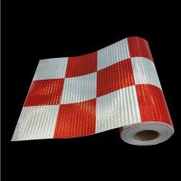 防撞桶红白反光贴晶格警示标识贴纸自粘带胶反光膜反光条膜耐用45cm*62cm单位 卷