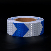 白蓝箭头晶格反光贴货车车身反光膜道路交通标识消防安全警示胶带 10cm宽*25m长 单位卷