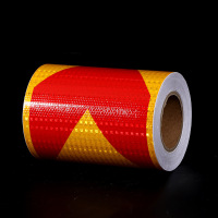 黄红箭头晶格反光贴货车车身反光膜道路交通标识消防安全警示胶带 20cm宽*25m长 单位 卷