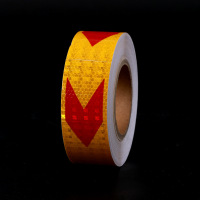 黄红箭头晶格反光贴货车车身反光膜道路交通标识消防安全警示胶带 10cm宽*25m长 单位/卷