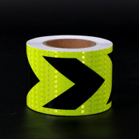 荧光黄黑箭头晶格反光贴货车车身反光膜道路交通标识消防安全警示 20cm款*25m长 单位 卷