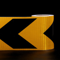 黄黑箭头晶格反光贴货车车身反光膜道路交通标识消防安全警示胶带 30cm宽*25m长 单位 卷
