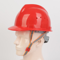 安全帽国标材质高强度ABS V型 红色两侧带透气孔安全帽免费印字 单位 顶