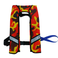 充气式救生衣 便携式自动充气救生衣成人大浮力背心专业钓鱼救援 自动款 迷彩红反光 单位/个