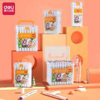 得力33804-12色水性软头马克笔(混)(12色/桶)