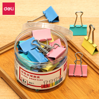 得力8552-2#彩色长尾票夹41mm(筒装)(混)24只/筒