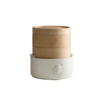 olayks.立时竹笼电蒸锅2L-2层OLK-03-02A陶白