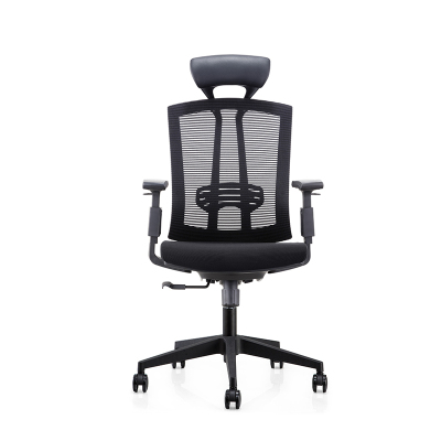 麦格尚 电脑椅CH-163A-LP 家用靠背椅升降转椅护腰椅人体工学办公椅 黑色 带头枕 五星脚 升降扶手